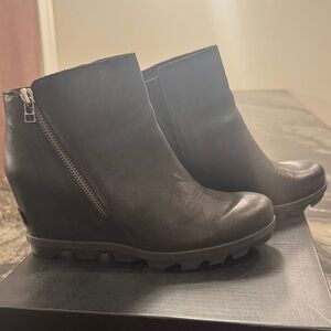 Sorel Black Ankle Wedge Booties